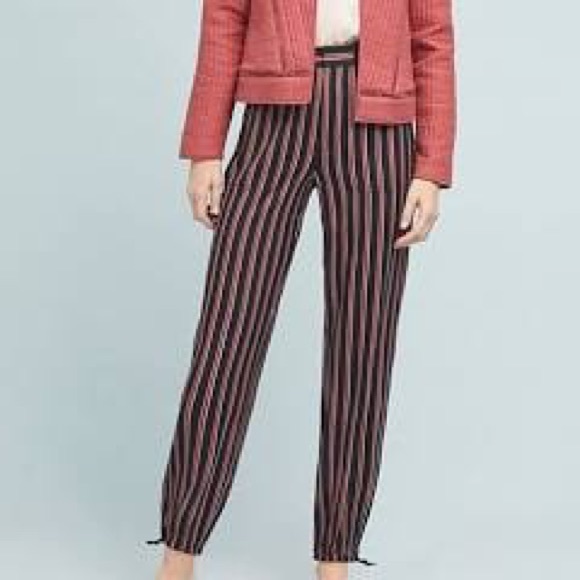 Anthropologie Silky Striped Jogger Pants - Picture 2 of 8